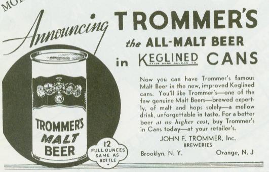 Trommer's Malt Ad with Can.
